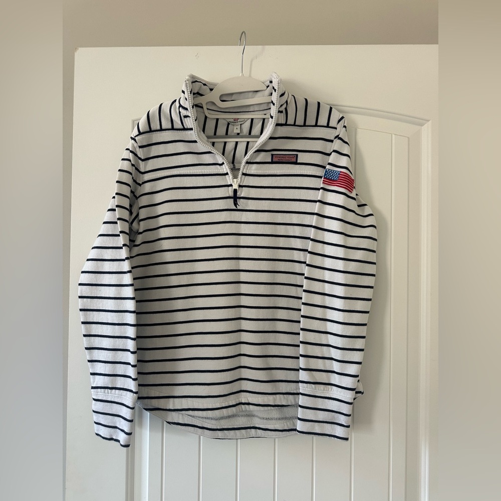 Vineyard Vines Navy Striped Quarter-Zip Pullover